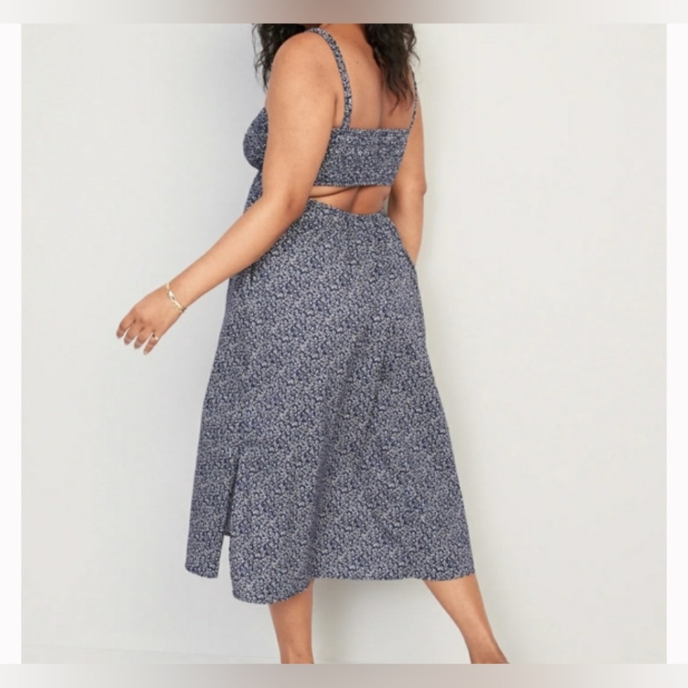NEW Old Navy 100% Cotton Fit & Flare Cutout Cami Floral Dress 3X Tall - Picture 2 of 4